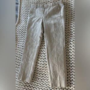 J.Crew Silver Brocade Pants | Dressy Statement Trousers | Size 4